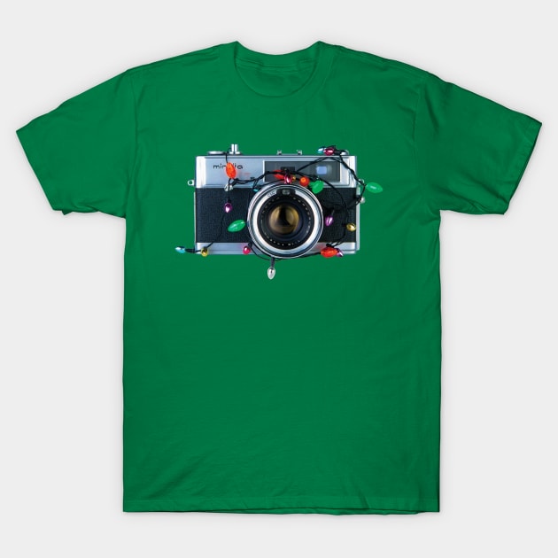 Christmas Lights Vintage Camera T-Shirt by DecPhoto